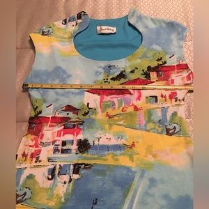 Joseph Ribkoff t shirt bright blue water sevens. Size 14
